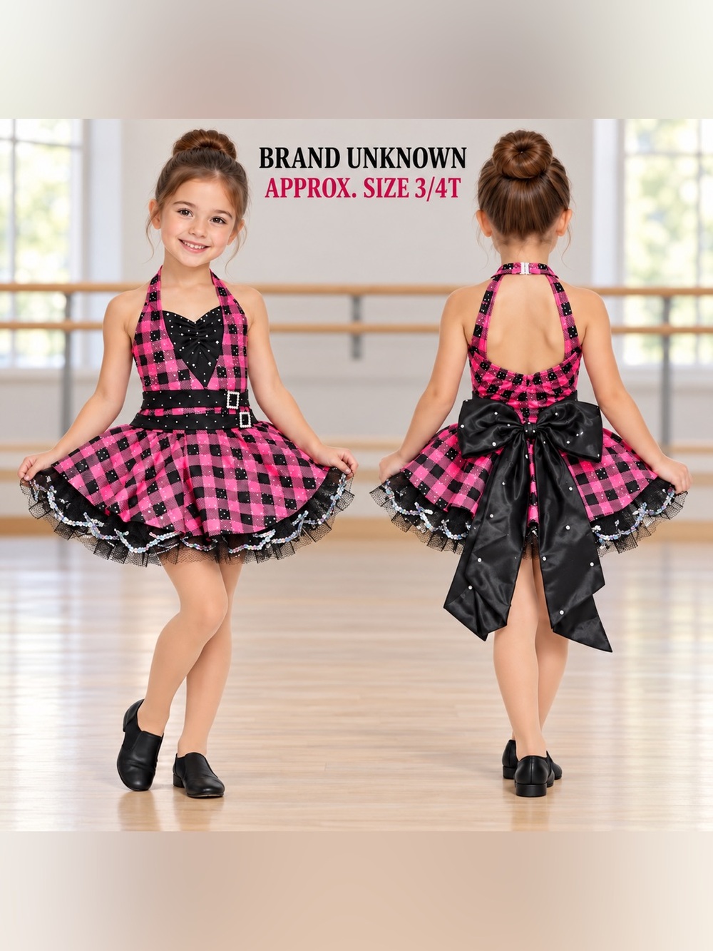 NWOT Pink & Black Jazz Dance Costume Approx. 4T